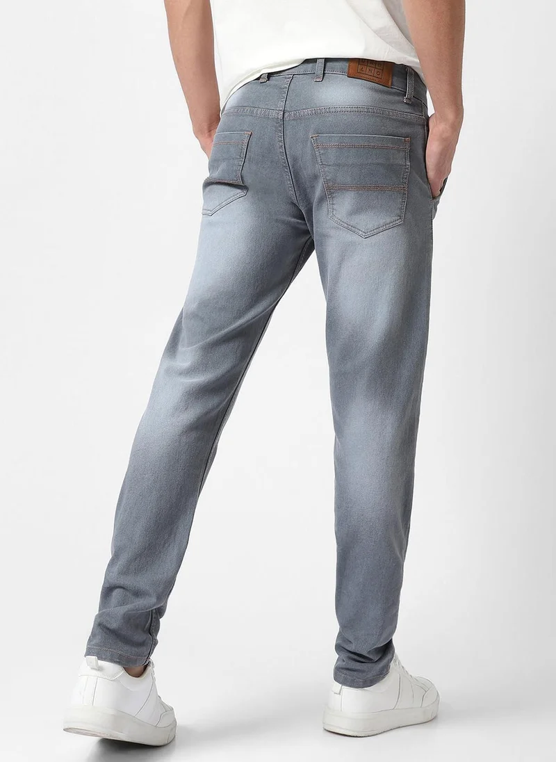 Urbano Fashion  Urbano Fashion Men's Grey Slim Fit Washed Jeans Stretchable for Men | Best Price UAE